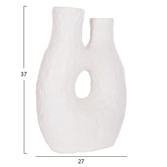 DECORATIVE TABLE VASE NAMENTIS HM4665.02L TERRACOTA IN WHITE COLOR--27x13.5x37Hcm.