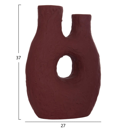 DECORATIVE TABLE VASE NAMENTIS HM4665.03L TERRACOTA IN MAROON RED COLOR--27x13.5x37Hcm.
