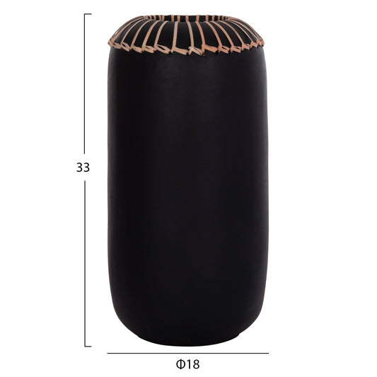 DECORATIVE TABLE VASE LENNOX HM4675.01S TERRACOTA IN BLACK--Φ18x33Hcm.