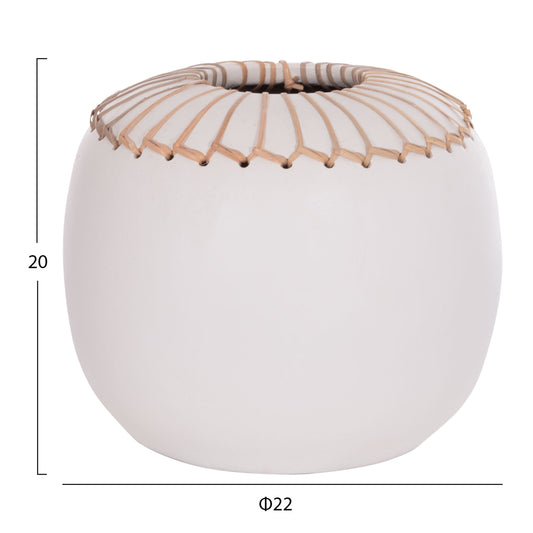 DECORATIVE TABLE VASE LENNOX HM4675.02L TERRACOTA IN WHITE--Φ22x20Hcm.