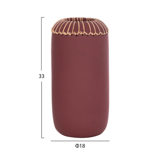 DECORATIVE TABLE VASE LENNOX HM4675.06S TERRACOTA IN MAROON RED--Φ18x33Hcm.