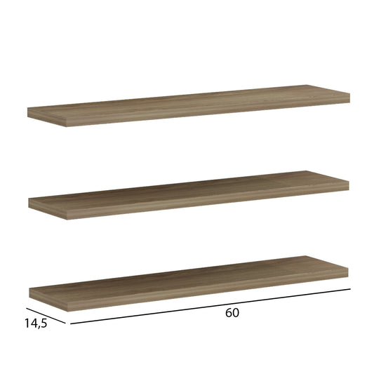 WALL SHELVES CASSIUS HM8966.12 MELAMINE IN NATURAL 60x14,5 cm.