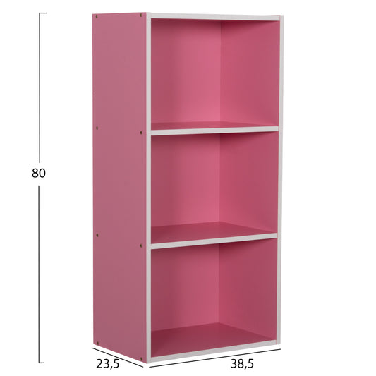 WALL SHELF RACK CUBICON HM9941.06 MELAMINE IN PINK-WHITE 38,5x23,5x80Hcm.