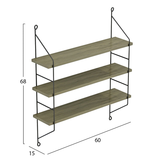 WALL SHELVES ACHALA HM9185.12 MELAMINE IN OLIVE GREY 60x15x68Hcm.