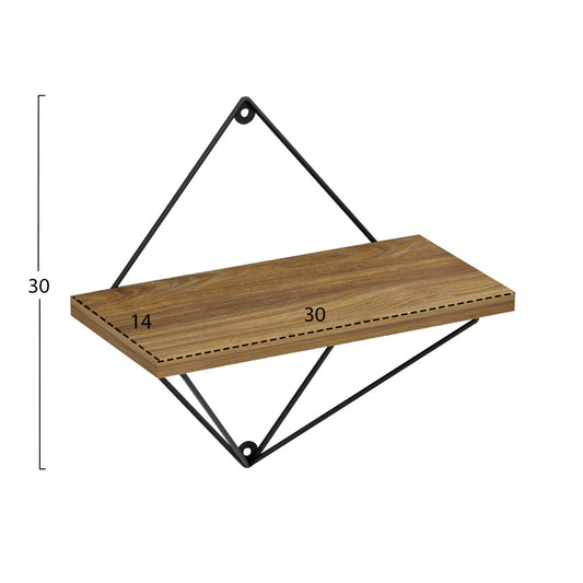 WALL SHELVES 2PCS SET ZANNARD HM8929.11 BLACK METAL-MELAMINE IN NATURAL 30x14x30Hcm.