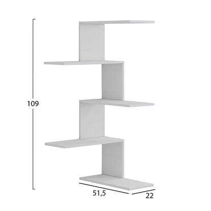 WALL SHELVES RORY HM8931.11 MELAMINE IN WHITE 22x51,5x109Hcm.