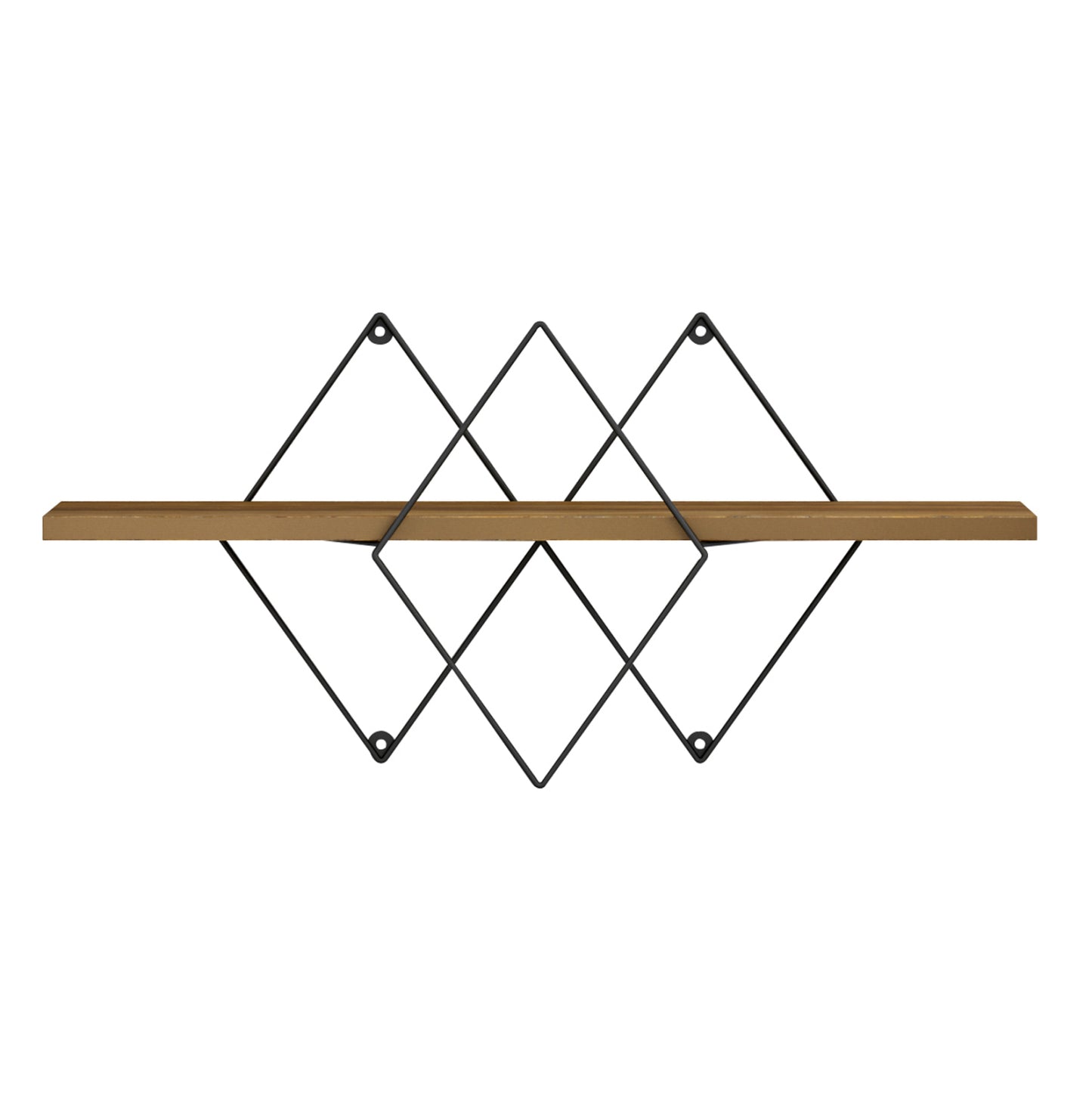 WALL SHELF CHANTRIA HM8934.11 MELAMINE IN OAK COLOR-METAL IN BLACK 60x14x36Hcm.