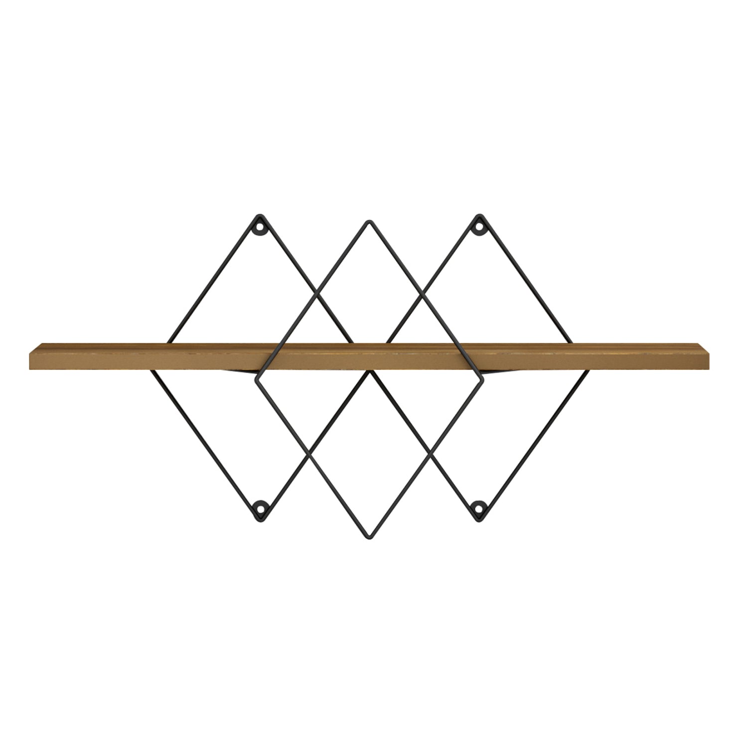 WALL SHELF CHANTRIA HM8934.11 MELAMINE IN OAK COLOR-METAL IN BLACK 60x14x36Hcm.