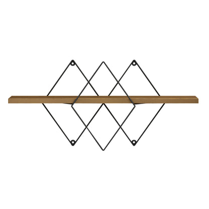 WALL SHELF CHANTRIA HM8934.11 MELAMINE IN OAK COLOR-METAL IN BLACK 60x14x36Hcm.