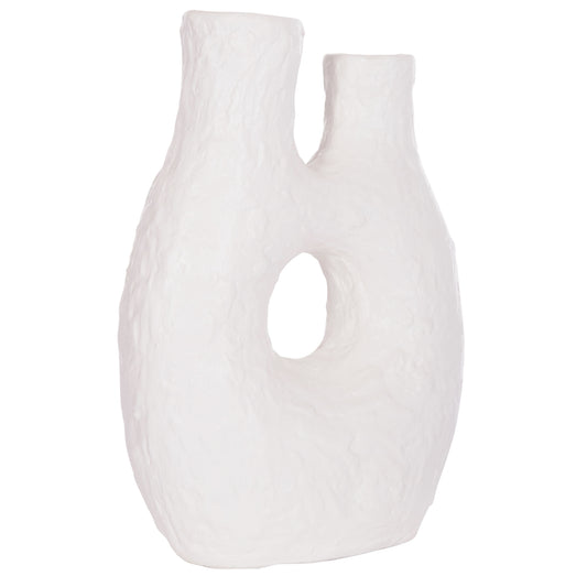 DECORATIVE TABLE VASE NAMENTIS HM4665.02L TERRACOTA IN WHITE COLOR--27x13.5x37Hcm.