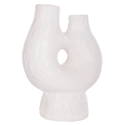 DECORATIVE TABLE VASE NAMENTIS HM4665.02S TERRACOTA IN WHITE COLOR--26x15x32.5Hcm.