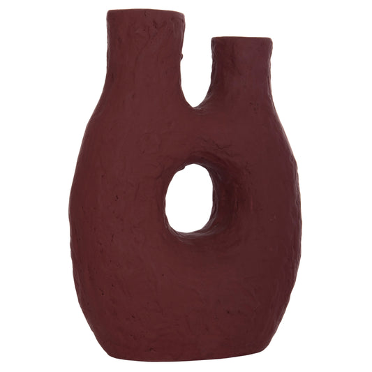 DECORATIVE TABLE VASE NAMENTIS HM4665.03L TERRACOTA IN MAROON RED COLOR--27x13.5x37Hcm.
