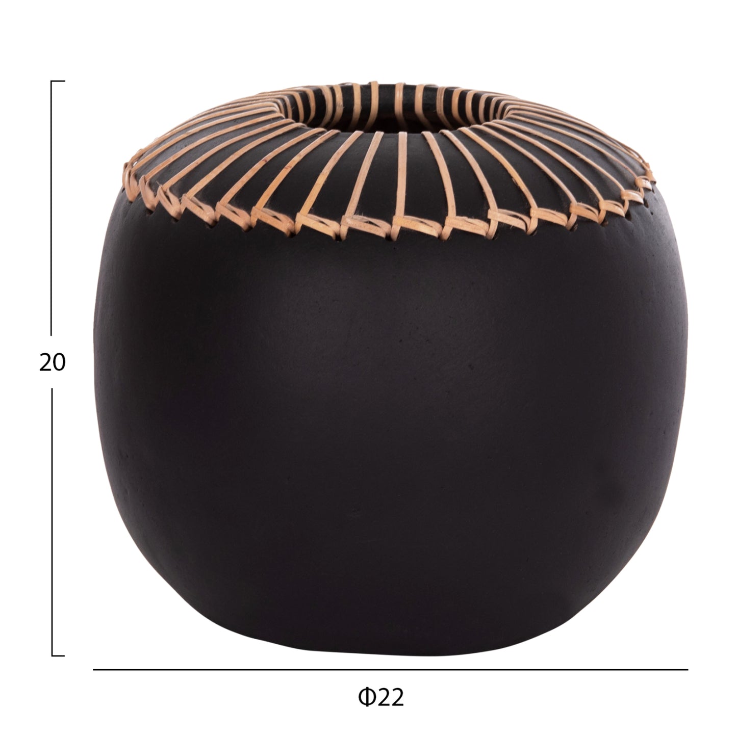 DECORATIVE TABLE VASE LENNOX HM4675.01L TERRACOTA IN BLACK--Φ22x20Hcm.