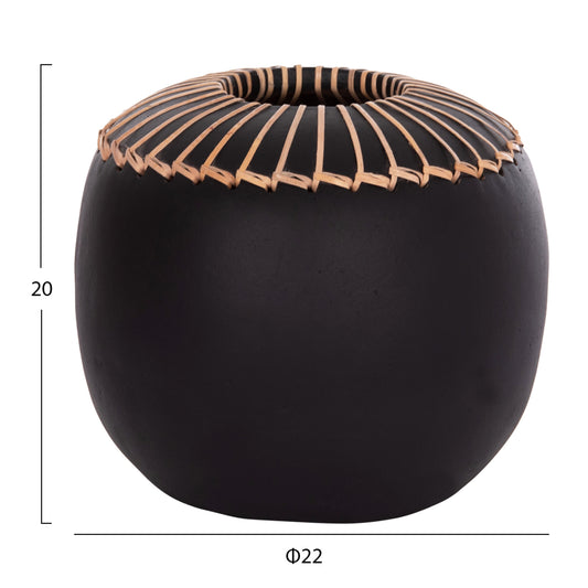 DECORATIVE TABLE VASE LENNOX HM4675.01L TERRACOTA IN BLACK--Φ22x20Hcm.