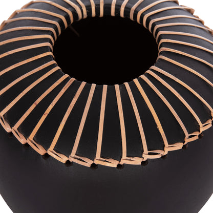 DECORATIVE TABLE VASE LENNOX HM4675.01L TERRACOTA IN BLACK--Φ22x20Hcm.