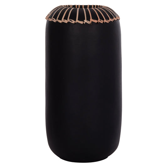 DECORATIVE TABLE VASE LENNOX HM4675.01S TERRACOTA IN BLACK--Φ18x33Hcm.