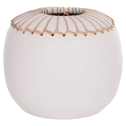 DECORATIVE TABLE VASE LENNOX HM4675.02L TERRACOTA IN WHITE--Φ22x20Hcm.