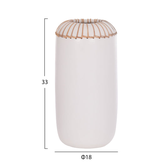 DECORATIVE TABLE VASE LENNOX HM4675.02S TERRACOTA IN WHITE--Φ18x33Hcm.