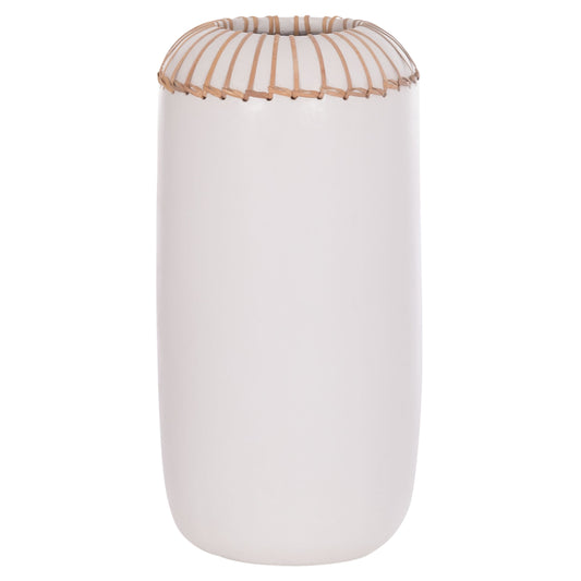 DECORATIVE TABLE VASE LENNOX HM4675.02S TERRACOTA IN WHITE--Φ18x33Hcm.