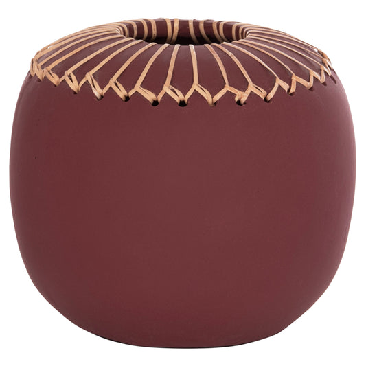 DECORATIVE TABLE VASE LENNOX HM4675.06L TERRACOTA IN MAROON RED--Φ22x20Hcm.