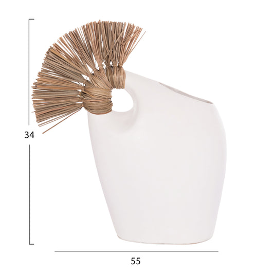 TABLE DECORATIVE VASE ALICA2 HM4671.02 TERRACOTA IN BLACK & GRASS--44x18x50Hcm.