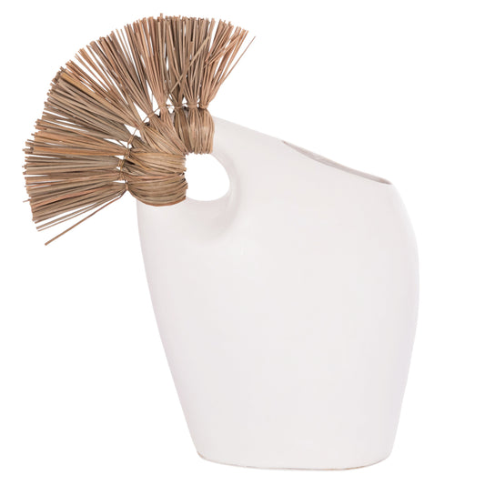 TABLE DECORATIVE VASE ALICA2 HM4671.02 TERRACOTA IN BLACK & GRASS--44x18x50Hcm.