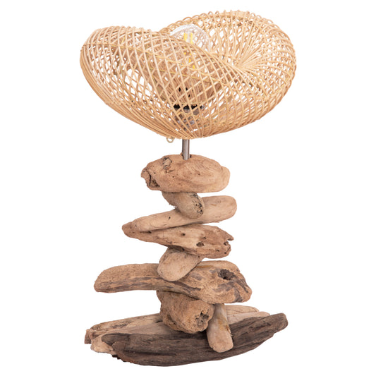 DECORATIVE TABLE LAMP IVAR HM4431 DRIFTWOOD & RATTAN 32x30x53Hcm.