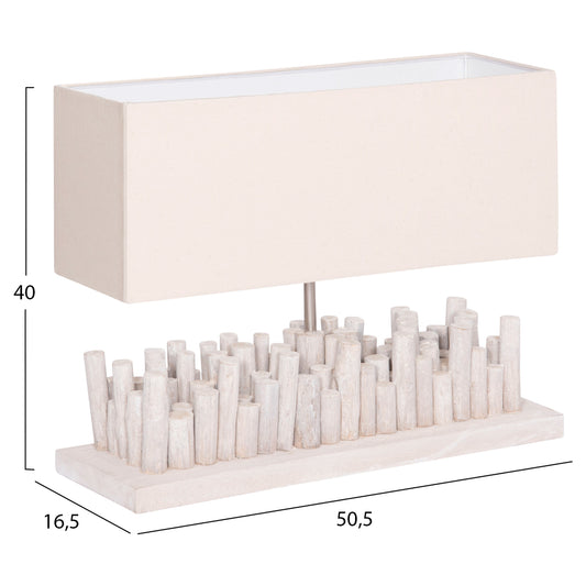 TABLE LAMP TWIGGY HM4426 DRIFTWOOD & CAP IN WHITE 50.5x16.5x40Hcm.