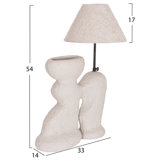 TABLE LAMP BOFEL HM4699.03 TERRACOTTA IN LIGHT GREY--TEDDY FABRIC CAP 33x14x54Hcm.