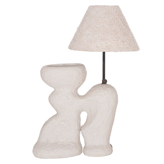 TABLE LAMP BOFEL HM4699.03 TERRACOTTA IN LIGHT GREY--TEDDY FABRIC CAP 33x14x54Hcm.
