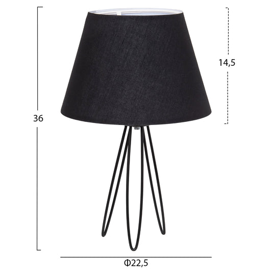 TABLE LAMP LIVO HM4708.01 BLACK WITH TRIPOD METAL BASE Φ22x36Hcm.