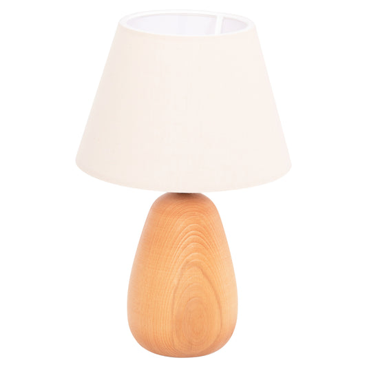 TABLE LAMP CONNI HM4710 CREAM WHITE CAP-WOODEN BASE Φ23x34Hcm.