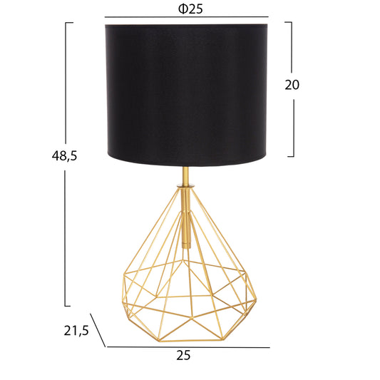 TABLE LAMP GEILO HM7416.12 METAL IN GOLD--BLACK PVC CAP Φ25x48.5Hcm.
