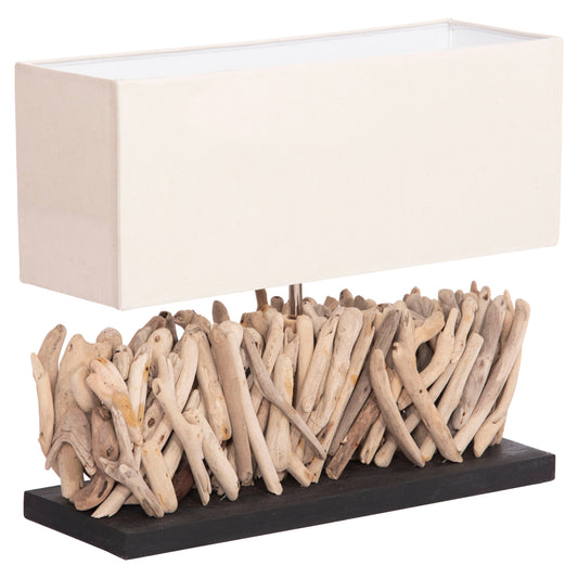 TABLE LAMP RECTANGULAR TWIGGY HM4434 DRIFTWOOD & WHITE CAP 56x16.5x43Hcm.
