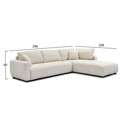 Γωνιακός καναπές ΑΝΑΣΤΡΟΦΟΣ MEDEL HM3288.02 ΕΚΡΟΥ PE ΥΦΑΣΜΑ 296x208x80 εκ.