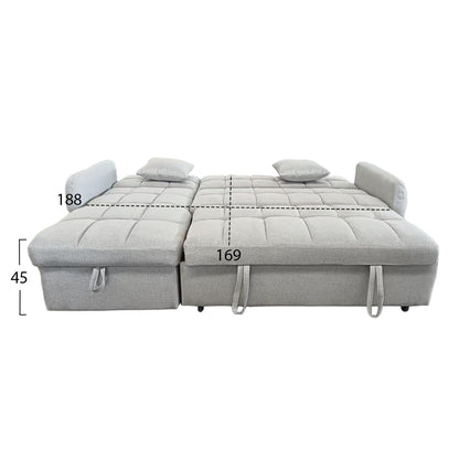 Γωνιακός καναπές-κρεβάτι ΑΝΑΣΤΡΕΦΟΜΕΝος NEZU HM3294.02 Μπεζ ύφασμα 213x145x83 εκ.