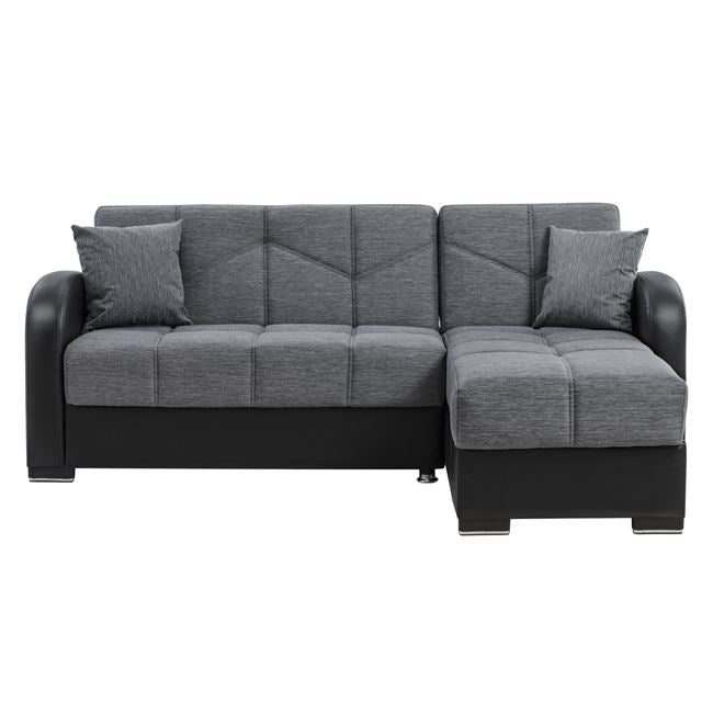 Γωνιακός καναπές/κρεβάτι Emely Γκρι με Μαύρο PU HM3105.01 213x135x85 εκ.