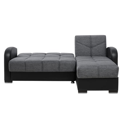 Γωνιακός καναπές/κρεβάτι Emely Γκρι με Μαύρο PU HM3105.01 213x135x85 εκ.