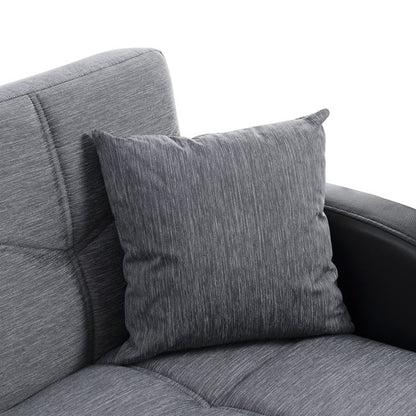 Γωνιακός καναπές/κρεβάτι Emely Γκρι με Μαύρο PU HM3105.01 213x135x85 εκ.