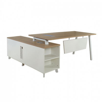 Επαγγελματικό γραφείο γωνίας Status HM2033.02 Sonama-Λευκό 176x162