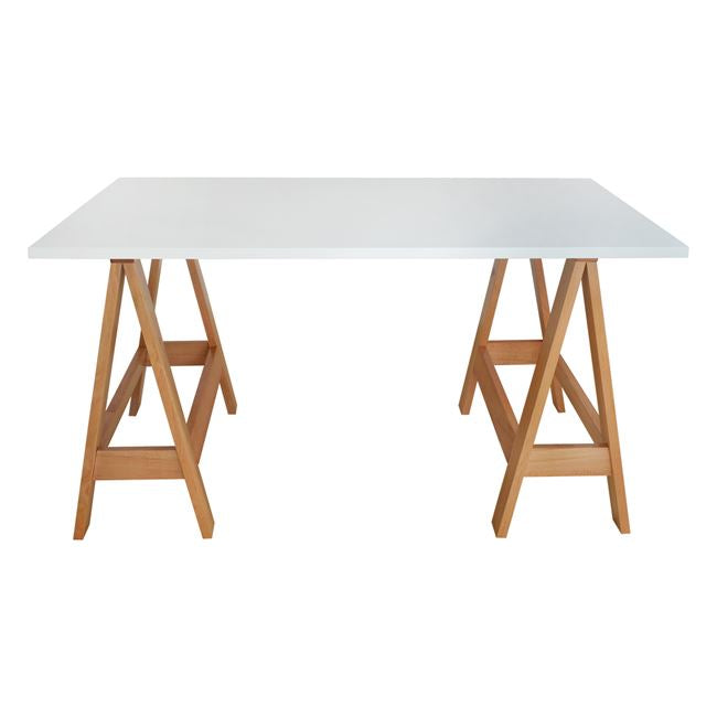 Γραφείο-γραφείο 90x150 λευκό με ξύλινα πόδια HM2060.01