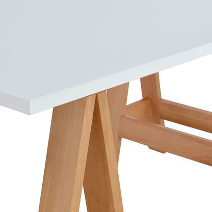 Γραφείο-γραφείο 90x150 λευκό με ξύλινα πόδια HM2060.01