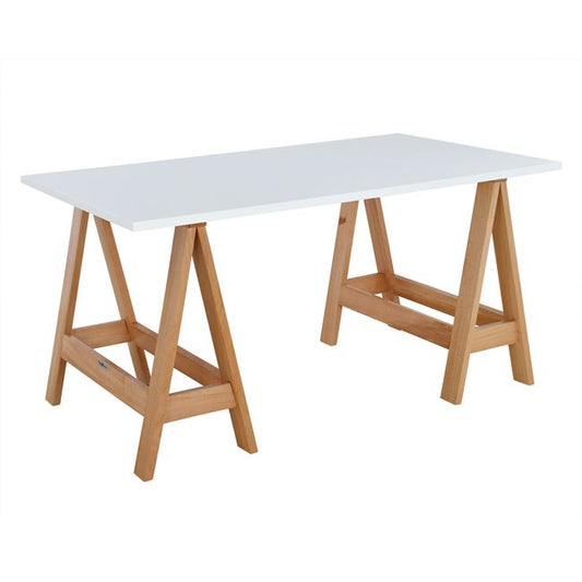 Γραφείο-γραφείο 90x150 λευκό με ξύλινα πόδια HM2060.01