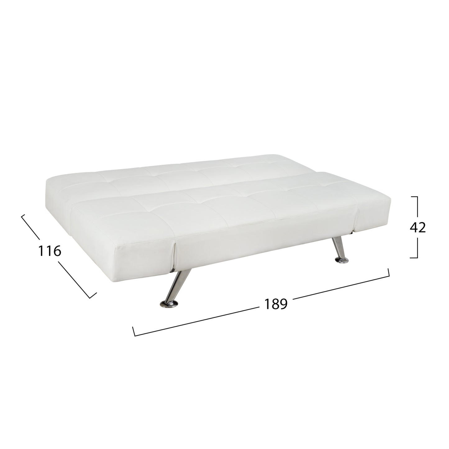 Καναπές/Κρεβάτι HM3001.01 Thom με πτυσσόμενα μπράτσα Λευκό PU 189x93x82 εκ.