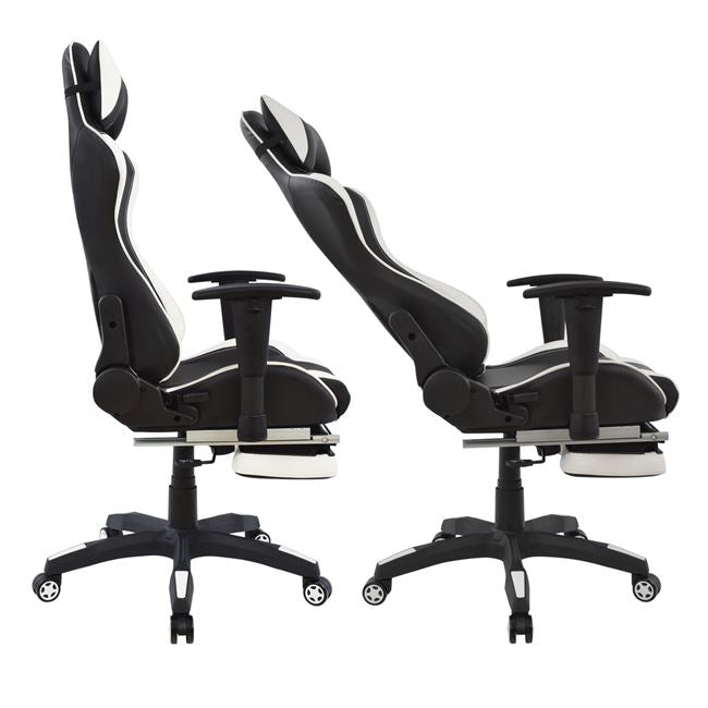 Καρέκλα γραφείου για παιχνίδια HM1063.04 Speed ​​Ασπρόμαυρη με σκαλοπάτι 68 x 71,5 x 134 εκ.