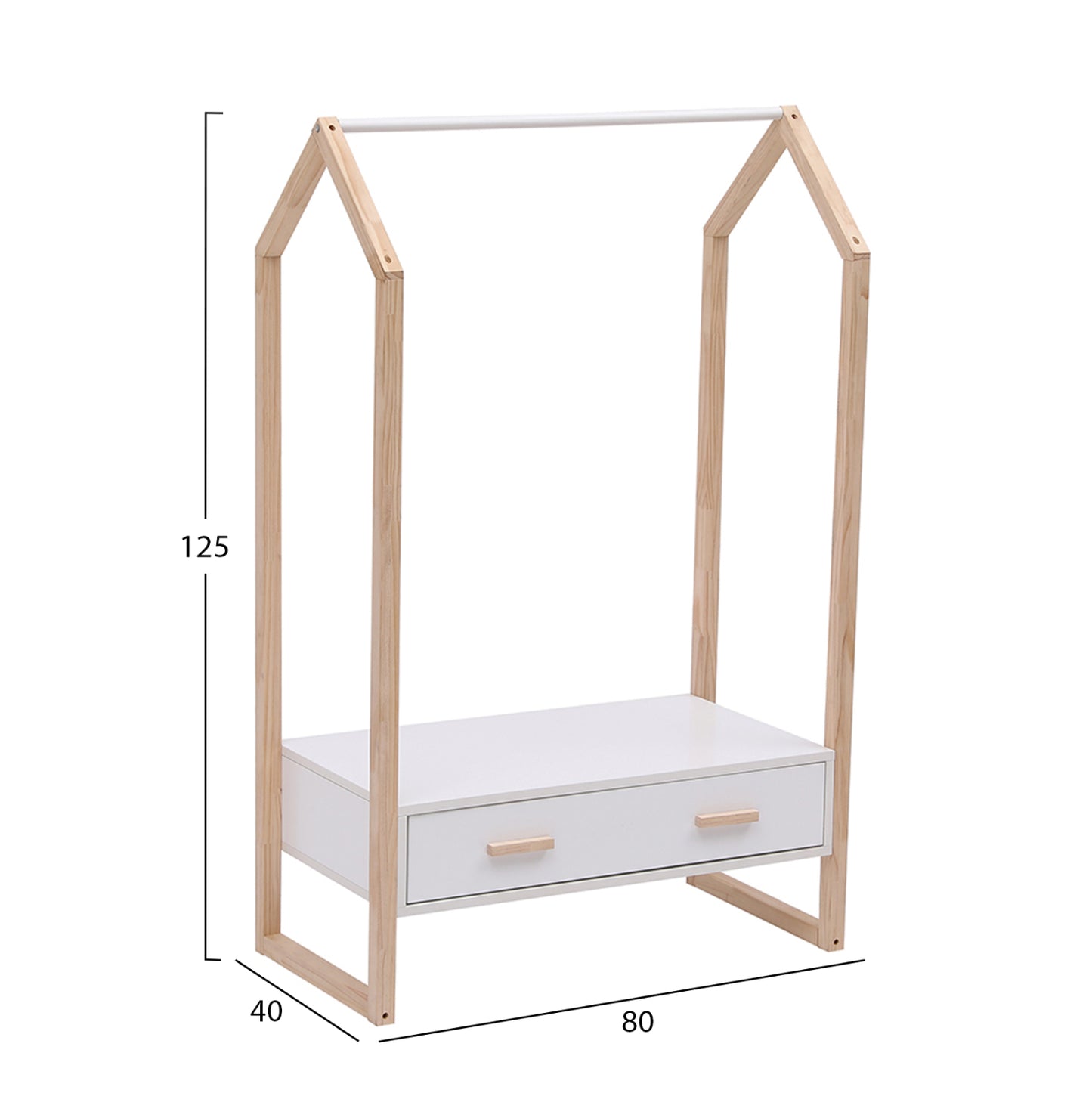 KIDS' HANGER WITH DRAWER PEPE HM2492.03 MELAMINE-PINE WOOD 80x40x125Hcm.