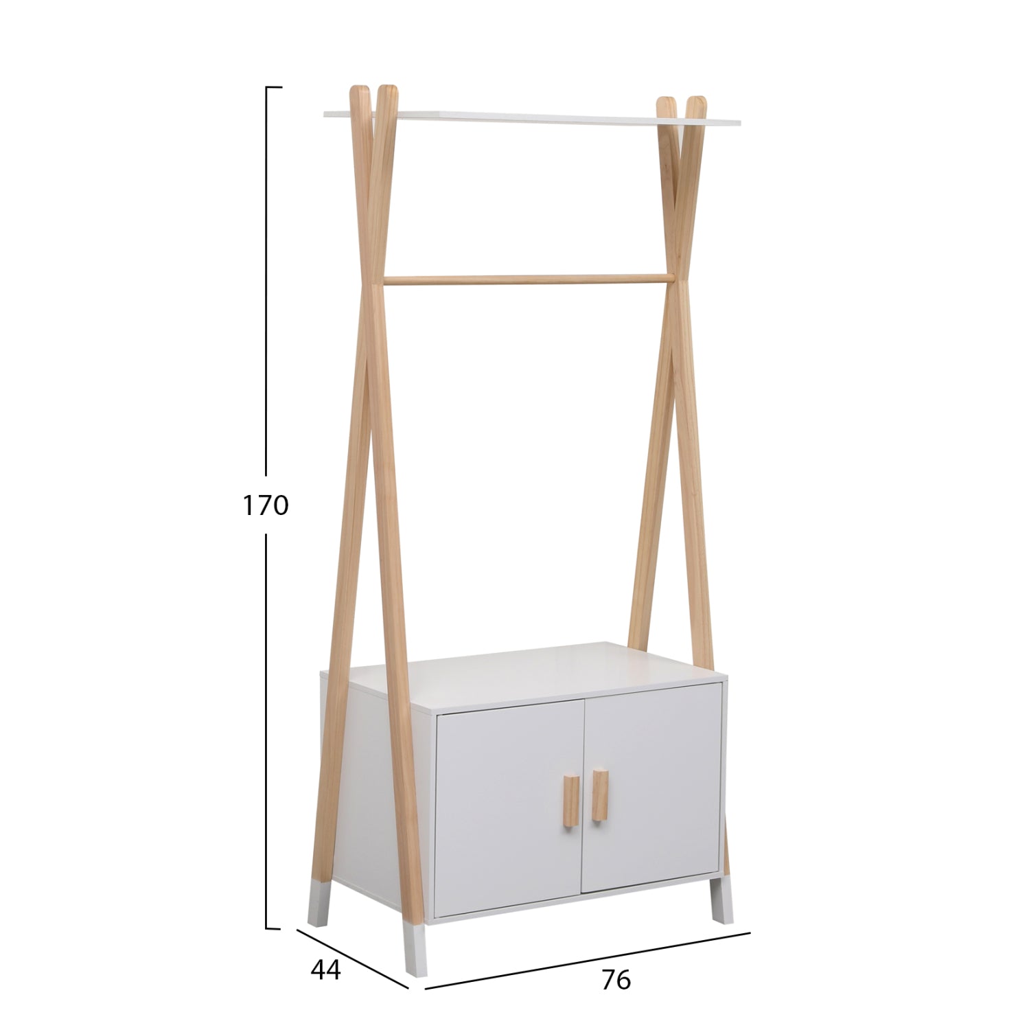 KIDS' HANGER WITH CABINET PASCHAL HM2495.03 MELAMINE-PINE WOOD 76x44x170Hcm.