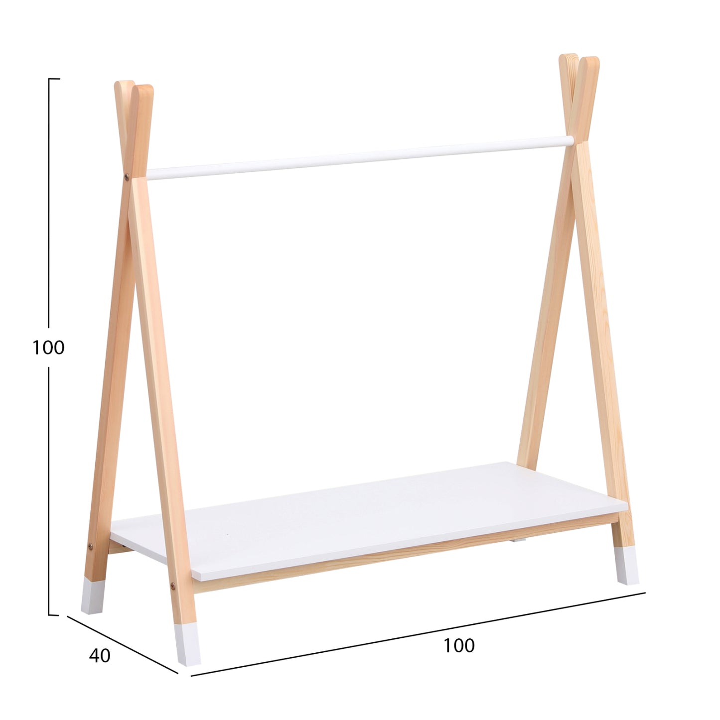 KIDS' CLOTHES HANGER WITH SHELF PASCHAL HM2490.03 MELAMINE-PINE WOOD 100x40x100Hcm.