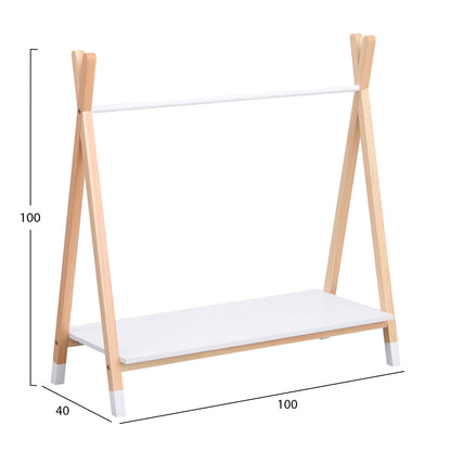 KIDS' CLOTHES HANGER WITH SHELF PASCHAL HM2490.03 MELAMINE-PINE WOOD 100x40x100Hcm.