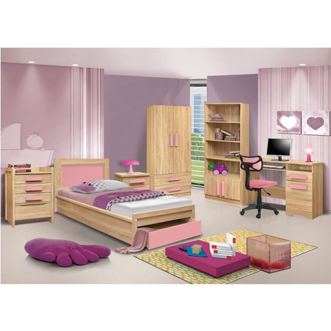 Wardrobe 2 Door Playroom Sonama-Pink HM335+HM336.02 80X50X180cm